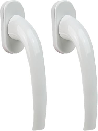 FELGNER 2er Set Fenstergriff Florenz | hochwertiger Aluminium-Griff Fensterknauf mit Zinkkern | einfach zu montierender Drehknauf mit ovaler Rosette und versteckten Schrauben | Farbe: Verkehrsweiß
