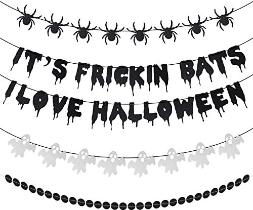 AIEX 5 Stück Halloween Spinne Dekor Banner Halloween Party Dekorationen I Love Halloween Banner Für Halloween Party Dekoration Heimdekoration Hofdekoration