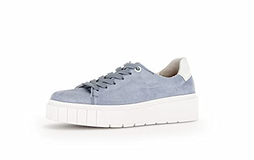 Gabor Damen Low-Top Sneaker, Frauen Halbschuhe,Wechselfußbett,Komfortable Mehrweite (H),Strassenschuhe,Sportschuhe,Azur/Weiss,38 EU / 5 UK