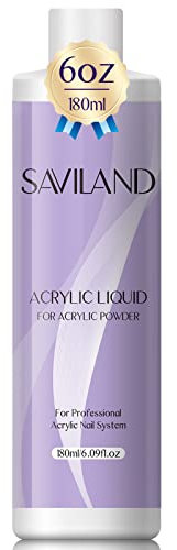 Saviland 180ml Monomer for Acrylic Nails: EMA Non-Yellowing Acrylic Liquid for Acrylic Powder 6.09 fl.oz Acrylic Monomer Liquid Nail Brush Cleaner Acrylic Nail Extensions Manicure Atr Gift for Women