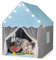 DREAMADE Kinderspielzelt Spielzelt für Kinder mit gepolsterter Decke und Lichterkette, Kinder Spielhaus mit Netzvorhang und Fenstern, Kinderzelt für Jungs & Mädchen, für Indoor und Outdoor (Blau)