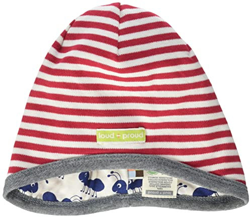 loud + proud Unisex Kinder Wendemütze, GOTS Zertifiziert Beanie-Mütze, Tomato, 45-48 EU