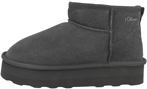 s.Oliver Damen Boots aus Leder Gefüttert, Grau (Graphite), 41 EU