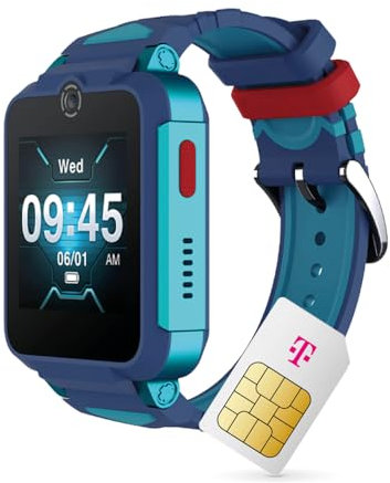 TCL MT42X Blau - Smartwatch für Kinder mit Telekom Smart Connect S inklusive 30€ Amazon Gutschein (SIM-Bundle)