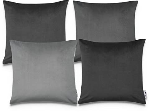 Paco Home Kissenbezug Kissen Sofa 4er Set Sofakissen Bezug Kissenhülle Deko Zierkissen Schlafzimmer Kordsamt Samt 45x45, Farbe:Grau, Sets:4pcs-Set