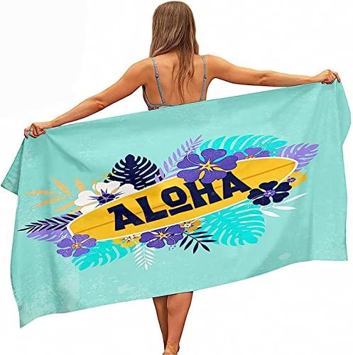 KATATI Tropisches Hawaii Strandtuch 90x180 cm, Weich Schnell Trocknen Microfaser Handtücher, 3D Strandhandtuch Tropisches Hawaii Badetuch Strandlaken Handtuch, Herren Frauen Badetücher