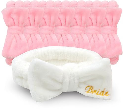 CIEHER Spa-Stirnbänder, 8 Stück, Rosa, Hautpflege, Stirnbänder für Junggesellinnenabschied, Spa, Party, Brautparty, Dekorationen