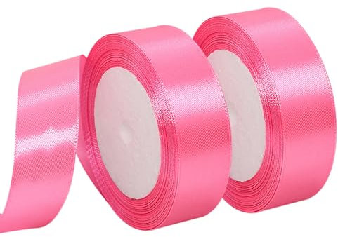 MARICATO 2 Rotoli Nastro Raso Rosa, 20 mm X 23 Metri per Nastro Decorativo Con Fiocco, Natale, Nastro Raso Colorato Decorazioni, Adatto Per confezionare Regali, Feste di Compleanno, Matrimoni