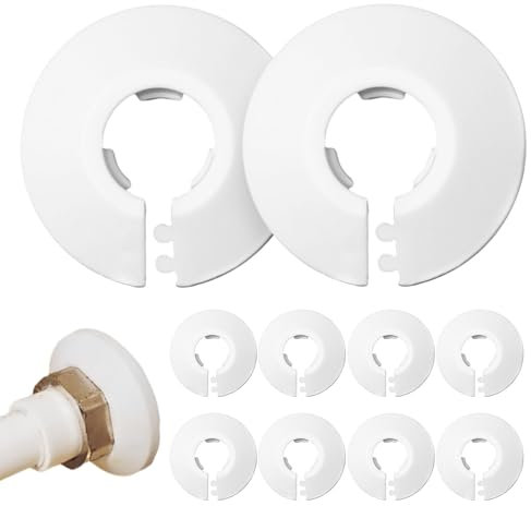 DSFSAEG 10 Pcs Radiator Pipe Covers, White Plastic Pipe Cover Sleeve for 16mm Diameter Tube Pipe Collar, Pipe Hole Collars Tidy Decoration Cover