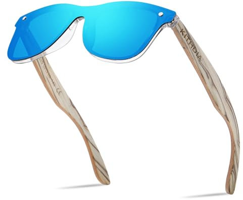 KITHDIA Holz Sonnenbrillen Herren und Damen Polarisierte Sonnenbrille mit Holzbügeln/UV400-Schutz C5029