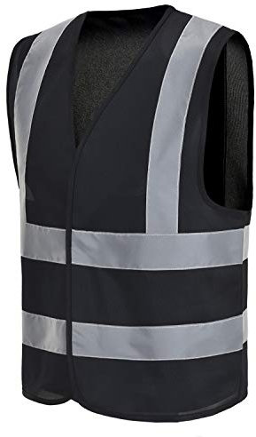 AYKRM Sicherheitsweste Warnweste Reflektierendes WarnschutzWeste Warnweste mit Reflektorstreifen Arbeitsweste Schwarz