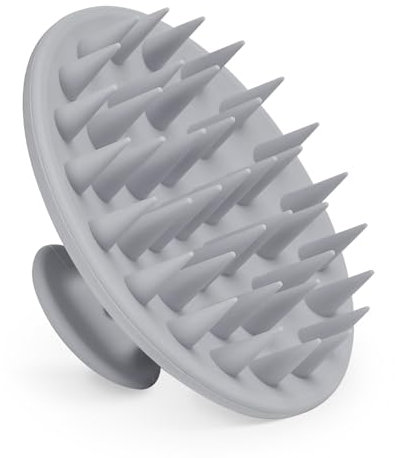 Meartchy Silicone Scalp Massager Shampoo Brush, Scalp Brush for Hair Growth & Dandruff Removal, Hair Scrubber Scalp Stimulator Exfoliator Brush with Soft Bristles for Wet Dry Scalp Care (Grey)