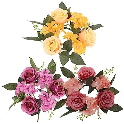 Cabilock Hochzeitsdekorationen 3st Künstliche Leuchtergirlande Kerzenringe Für Stabkerzen Kerzenkranz Für Stumpenkerzen Kerzenringe Für Stumpenkerzen Kerzenring Ostern Blumen Stoff Zubehör