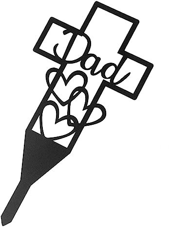 Yardwe Friedhofspfahl Gedenkschild Papa Gartenornament Aus Eisen Wetterfest Für Rasen Grab Grabpflege Grabdekoration