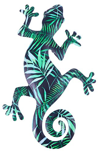 MAGICLULU Schmiedeeiserner Gecko-Wandbehang Wohnkultur Terrassenskulptur Ornament Dekor Wandkunstverzierung Wandkunst Gecko ländlich Statue Kunsthandwerk schmücken 3d Eisen
