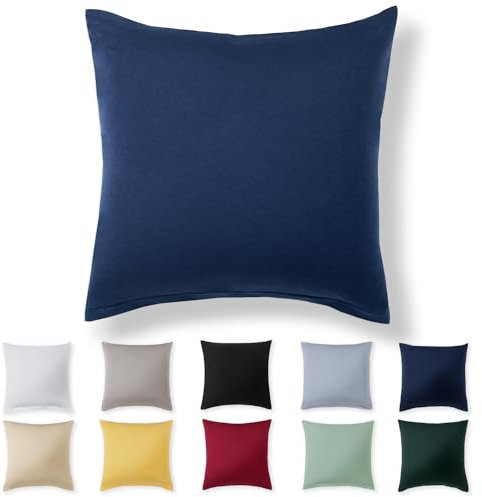 Alreya Kissenbezug 80 x 80 cm - Blau - 100% Jersey Baumwolle - Kissenhülle für Kissen 80x80 cm, Jersey Kopfkissenbezüge, Superweicher Kissenbezug 80x80 mit Reißverschluss