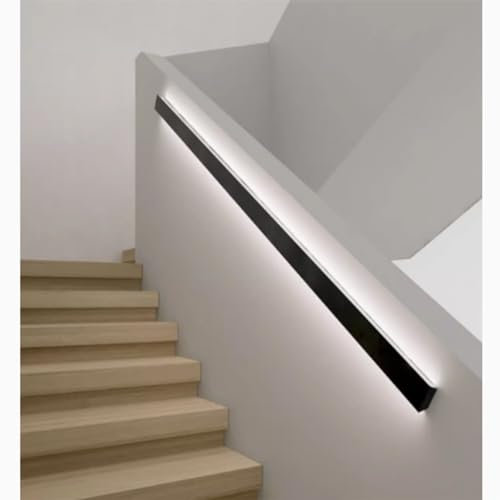 EHEIN Pasamanos De Escalera Iluminada LED, Pasamanos De Escaleras De Interior Montadas En La Pared, Barandillas De Pasamanos con Luz LED (Color : Black-A, Size : 6.6ft/200cm)