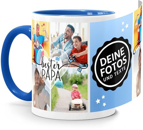 SpecialMe® Tasse mit Foto-Collage personalisiert mit bis zu 9 Bildern Fotogeschenk Papa selbst gestalten weiß-innen-royal standard