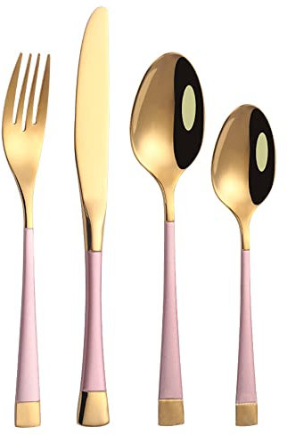 Ensemble d'argenterie rose 24 pièces pour 6 personnes, ensemble de couverts en acier inoxydable 18/10, ensemble de vaisselle pour la cuisine à domicile, restaurant, hôtel, ensemble d'ustensiles de cu