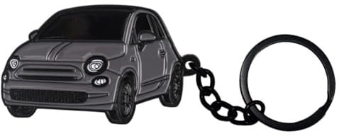 BIHEE Auto Schlüsselanhänger Mini Anhänger Kompatibel mit 500 Schönes Geschenk Metall Schlüsselanhänger für Autoschlüssel, Auto Dekorationen, Männer, Frauen, Grau