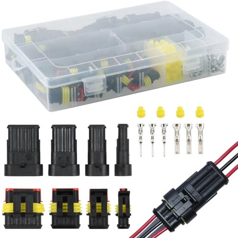 352 Stück Wasserdicht Kabel Steckverbinder, 1/2/3/4 Pin KFZ Stecker Elektrische Steckverbindung, Auto Stecker Zündkerzenstecker für Automobile Motorräder Boots LKW und Andere Fahrzeuge