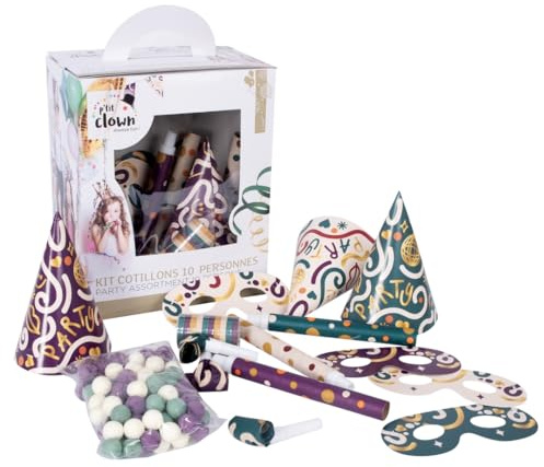 P'TIT CLOWN - Konfettibox für 10 Personen - Lustiges und farbenfrohes Partyaccessoire - Perfekt für Silvester, Weihnachten, Geburtstag, Hochzeit, Mottoparty oder Jahresendfeiern