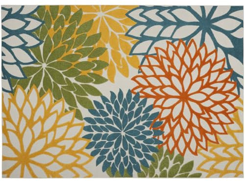 Outdoor Teppich Wetterfest und Schmutzabweisend, Bunt Tropisch Balkon Teppich Outdoor, Outdoor Teppich Waschbar In Waschmaschine, Rutschfest AußEnteppich für Terrassen Balkon, Garten, RV, Camping