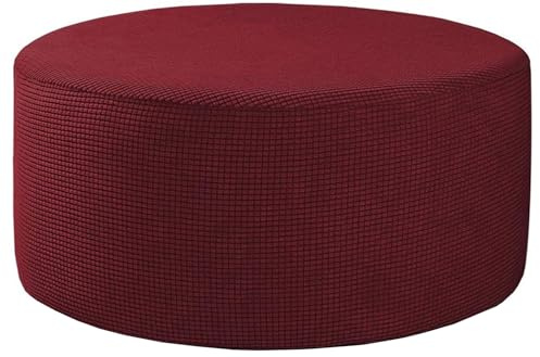 Odaima Hockerbezug Rund Fußhocker Bezug Ottomane Rund Schonbezug 40/50/60cm Stretch Jacquard Husse für Fußhocker Ottomanischer Hocker-Bezug Überzug Hocker Protector Waschbar(#10,50x50cm/20x20in)