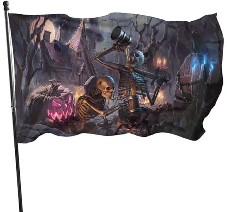 Happy Halloween Bandiera 3x5 Ft Fuori Divertente Cranio Brezza Bandiere Esterna Con Occhielli Per Cortile Interno Decorazione Della Stanza Banner Segno
