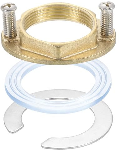sourcing map Female Thread Hex Lock Nut M32 Brass Single Hole Faucet Lock Nuts with C-Type Gasket, Faucet Fixing Tool Set for Kitchen Bathroom Basin Sink (Oval)