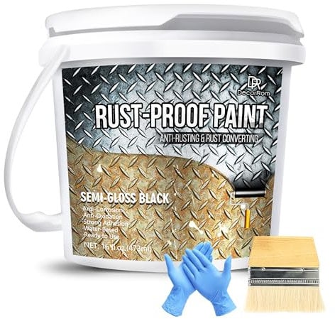 Converter de óxido de pintura, Reformador de oxidación de 470ml basado en imprimación de agua y metal, pintura preventiva con óxido negro semi-rústico para metal, pintura de óxido anti-arte
