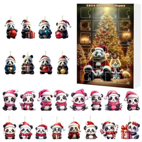 DHliIQQ Weihnachts-Countdown-Geschenk-Box, Panda-Stil, farbige Box, Acryl, Weihnachtsanhänger für Kinder, A0I4, Geschenk 2024