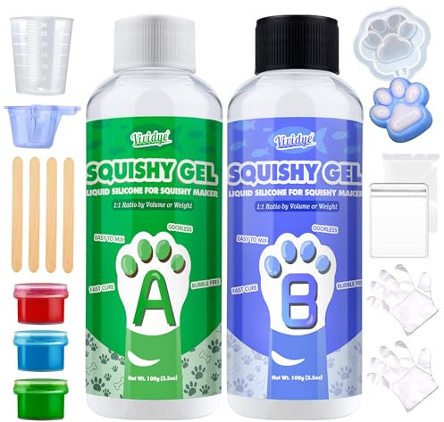 Flüssigsilikon Squishy Making Kit 500g, Superweiches Silikonkautschuk Set für Taba Squishy, Katzenpfoten, Mischungsverhältnis 1:1 (AB), DIY Stressabbau Geschenk für Anfänger