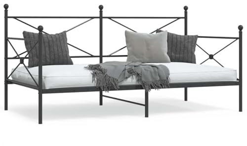 Fasba Tagesbett Sofa Gästebett Sofabett Bett Bettsofa Schlafsofa Lattenrost Ausziehbett Bettgestell ohne Matratze Schwarz 100x190 cm Stahl