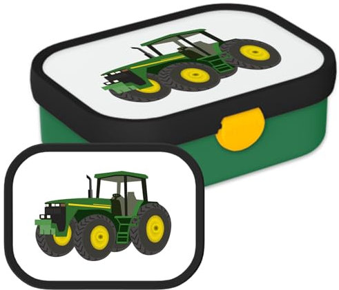 Mepal – Boîte à déjeuner pour enfant (Tracteur, motif Tracteur de dessin animé) – avec compartiment bento et fourchette – sans BPA, passe au lave-vaisselle