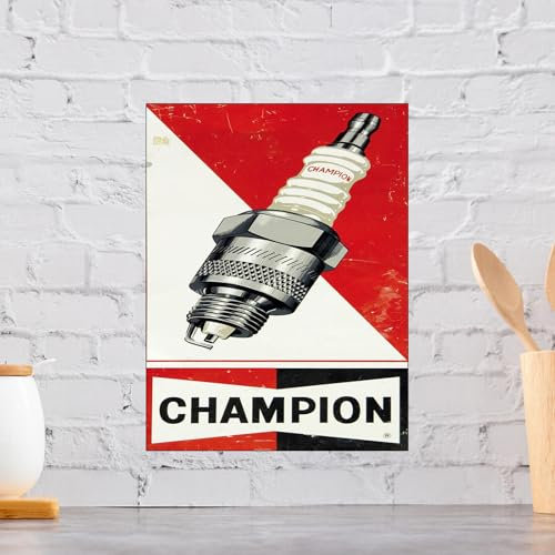 Champion Zündkerze Werbung Retro Metall Aluminium Schild, Neuheit Geschenk Bar Garage
