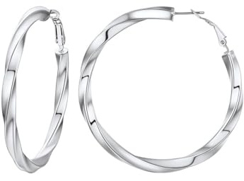 PROSTEEL Creolen Ohrstecker für Damen, Edelstahl Verdreht Hoop Ohrringe 30mm 40mm 60mm 80mm,Trendiger Ohrschmuck Frauen