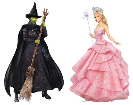 Star Cutouts SC4642 Wicked Duo Glinda & Elphaba – 31cm Shelf Top Cardboard Cutouts 2-Pack | Ideal for Parties, Birthdays & Room Décor