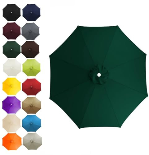 Toldo de repuesto for sombrilla de patio de 3/3,5/4 m for mesas de exterior de 8 varillas impermeable resistente a los rayos UV for patios exteriores(Dark green,3m)