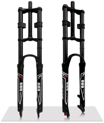 QHYRZE 26 27.5 29 Fourche De VTT Fourche De Suspension Air pour Vélo XC/AM/DH Réglage du Rebond 145mm Course QR 9x100mm Descente Fourche Avant À Double Épaule Tige Droite 1-1/8 Ultralight(Black,29'')