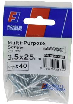 Forgefix Multi-Purpose Pozi Screw CSK ST ZP 3.5 x 25mm ForgePack 40, used in all trades including joinery, electrical and plumbing