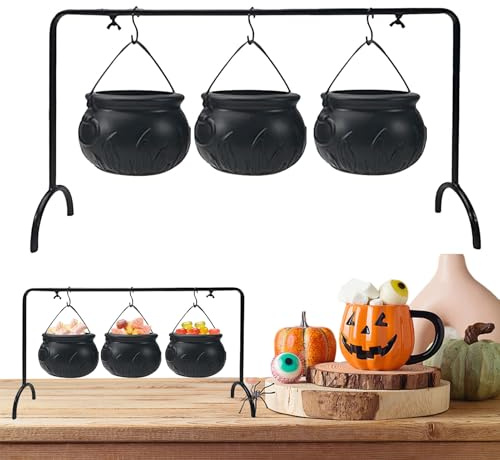 Kesel Bowl | Hallowen Deko Cauldone 14,5 cm | Hallowen Outdoor Dekoration | Hergestellt aus Eisen für Snacks und Süßigkeiten Halloween als Tischdekoration oder Verand-Highlight für Pa