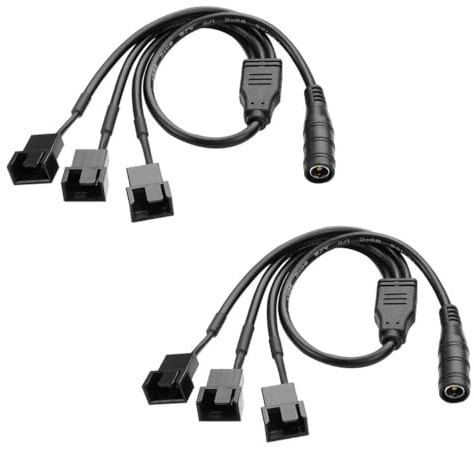 ELFJMZP 1-zu-3 PC Lüfter Verlängerungskabel 37cm, 5V/12V Adapter für ATX/M-ATX Gehäusefan(1 to 3)