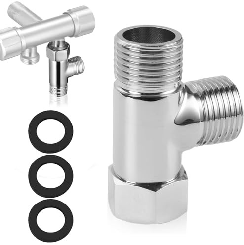 Aiyraa 3 Way Bidet T Shape Adapter, Solid Brass G1/2 Hose Connector | Water Pipe Tee Fitting - Tee Diverter for Bidet, Angle Valve, 1-in, 2-out Splitter Replacement