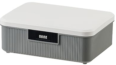 ANMOO 16L Lockable Storage Box with Combination Lock, Double Layer, Grey | Stackable 2-Tier 4-Digit Security Lock Box, Portable Safe Organiser for Medicine, Documents, Cash, Valuables & Personal Items
