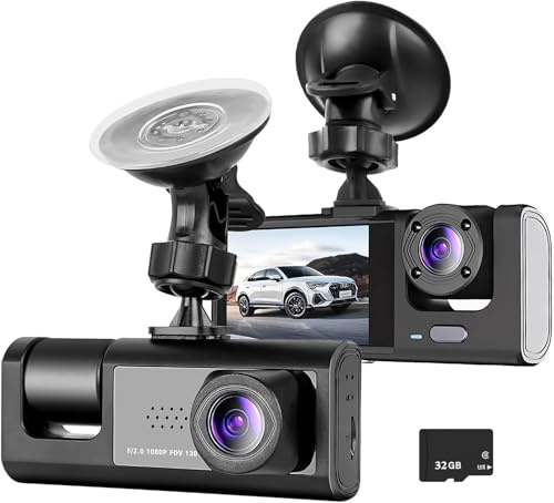 HD 1080P Front and Rear Car Dashcam,HDR Night Vision,G-Sensor + 32GB Card