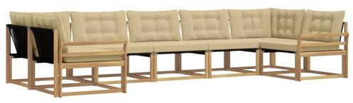 vidaXL Outdoor-Sofagarnitur mit Kissen 7 pcs Weiß und Beige, Elegantes Garten-Sofa, modernes Outdoor-Sofa, robuste Lounge-Möbel für gemütliche Treffen