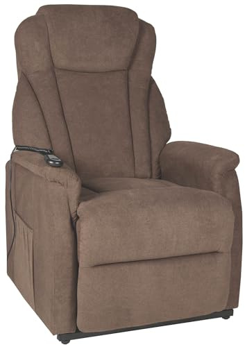 möbelando Duo Collection TV-Sessel Toronto – Elektrischer Relaxsessel mit Aufstehhilfe, Fußstütze & 150 kg Belastbarkeit – Dunkelbraun, 76x82x93 cm (BxHxT)
