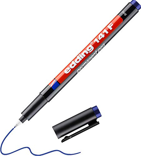 edding 141 F Permanenter Folienschreiber - blau - 1 Stift - Rundspitze 0,6 mm - Stift zum Schreiben auf Glas, Kunststoff, Folien und glatten Oberflächen - schnelltrocknend, wisch- und wasserfest
