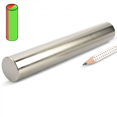 magnets4you - Stabmagnet Ø 25 x 160 mm | N45 Nickel - diametral, | Magnetzylinder aus Neodym
